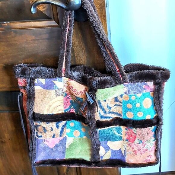 LAPIS Faux Fur and Chamois Cloth Tote - Picture 11 of 11